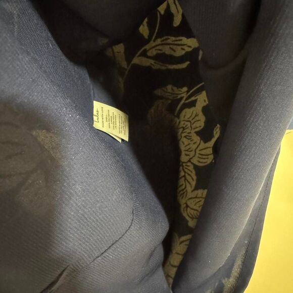 Lulus Women's Satin Dress Midi Floral Navy Blue White Wedding Guest Prom Resort - Picture 7 of 8